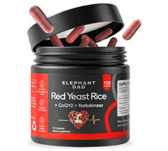ELEPHANTDAD Red Yeast Rice 1000Mg with Nattokinase & Coq10 – 120 Capsules