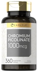 Picolinato de Cromo 1000mcg Apoya Niveles Saludables de Azucar en la Sangre 360t