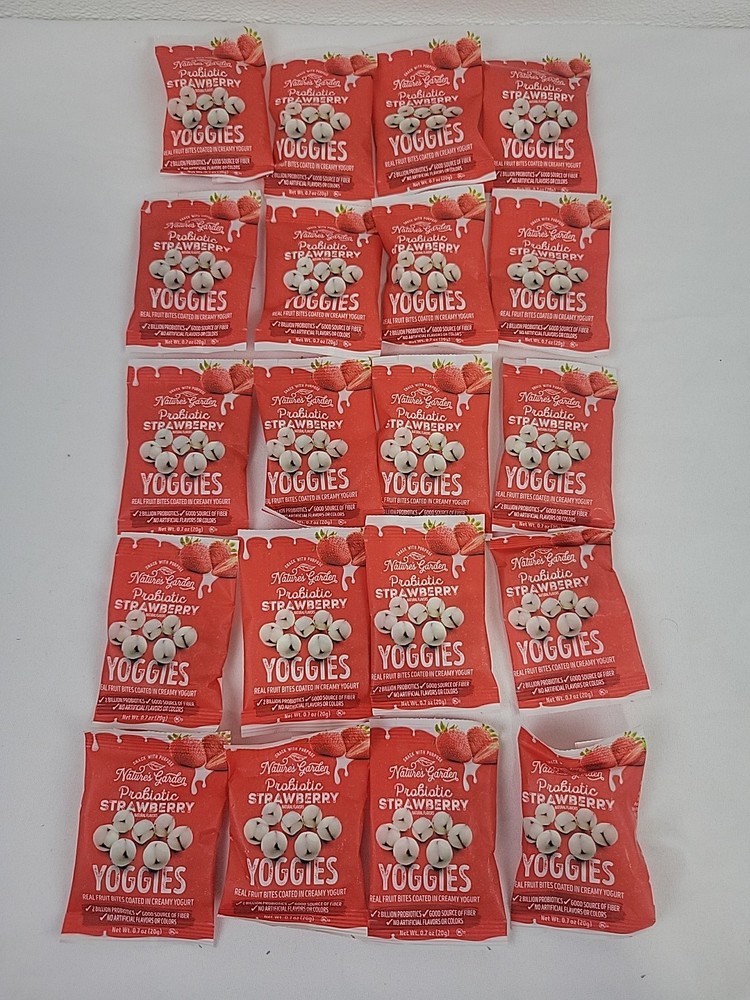 Natures Garden Probiotic Strawberry Yoggies – Lot Of 20 – 0.7 Oz Each