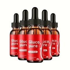 (5 Pack) Gluco Pure Liquid Drops, GlucoPure Blood Sugar & Pressure Support