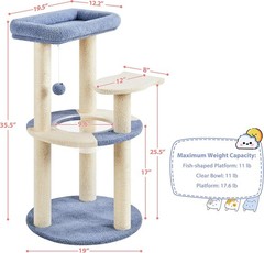 Yaheetech Cat Scratching Posts with Cat Bed,35in Cat Scratcher with 2 Scratching