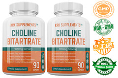 2 Choline Bitartrate 900mg serving Brain Memory Booster Nootropic Fatty Liver