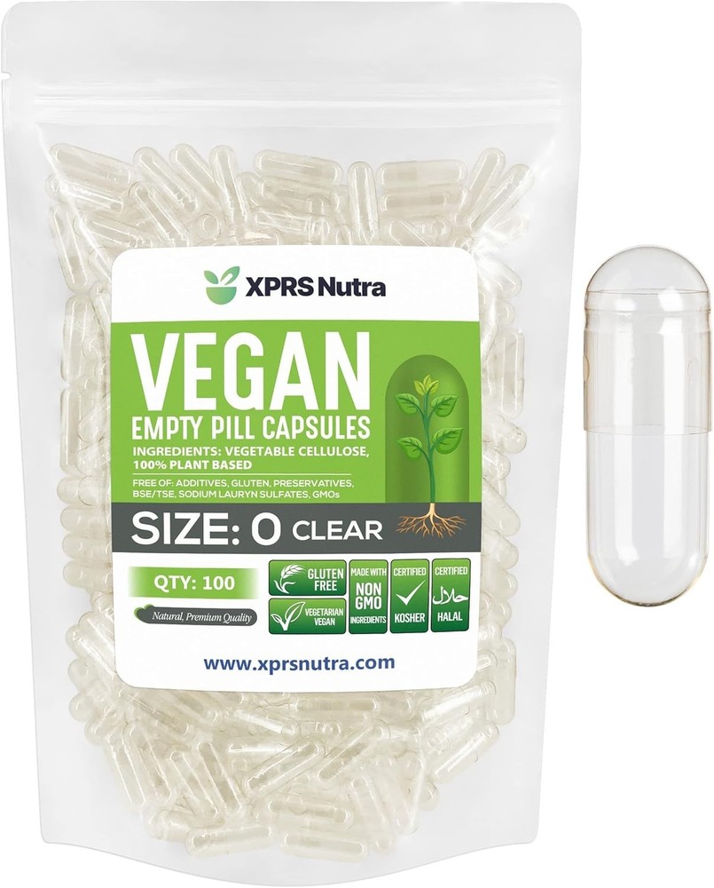 XPRS Nutra Size 00 Delayed Release Empty Vegan Capsules Pills Vegetable DIY