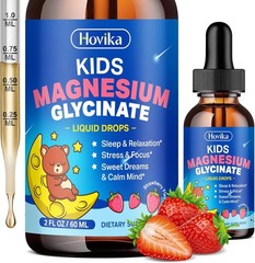 Magnesium Glycinate Liquid for Kids Sleep Calm Focus Drops Strawberry