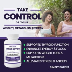 Thyroid Support Supplement, Weight Loss Complex with Iodine, 14 Vitamins & Herbs