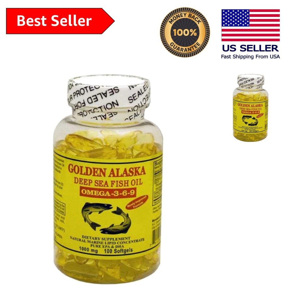 Golden Alaska Lemon-Favored Omega-3-6-9 Fish Oil 1000mg – Natural & Effective