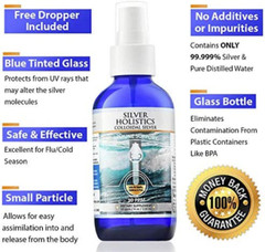 Silver Holistic Colloidal Silver Liquid Spray Immune Support Supplement Solution