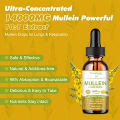 Mullein Drops for Lungs Mullein Leaf Extract Drops, Alcohol-Free Sugar Free
