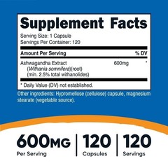 Nutricost Ashwagandha Root Herbal Supplement 600mg (120 Capsules)