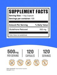 BulkSupplements Glutathione Reduced 120 Capsules – 500 mg Per Serving