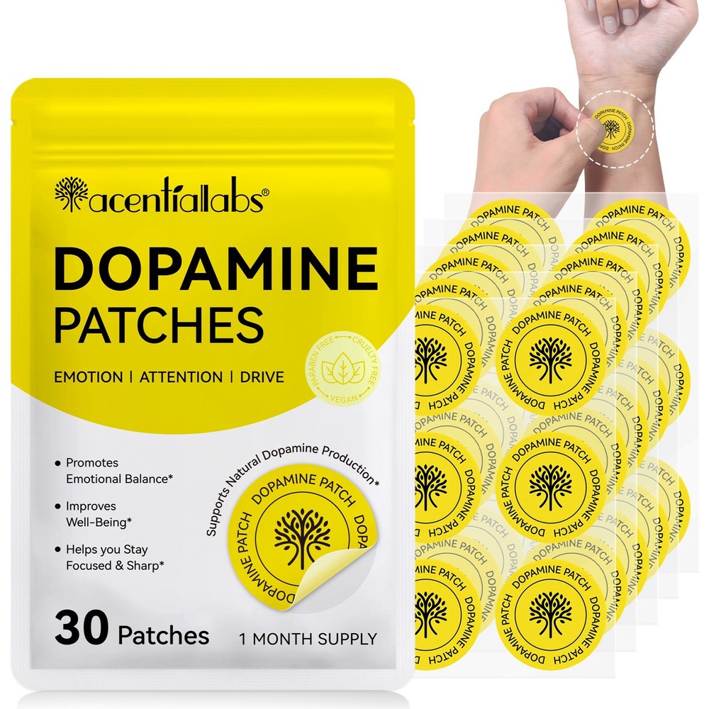 ACENTIALLABS Dopamine Support Patches | Mood, Focus & Mental Clarity | 30 Cts