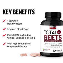 Force Factor Total Beets Beet Root Capsules Heart Health 120 Tablets