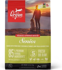 ORIJEN Senior Dry Dog Food 4.5 lb. Bag with Fresh Free-Run Chicken and Turkey,Wi
