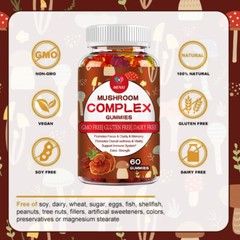 60Pcs Mushroom Extract Complex Gummies Nootropic Brain Booster For Focus, Memory