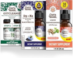 GuruNanda Total Wellness Boost – Liquid Ashwagandha, Black Seed Oil & GutCleanse