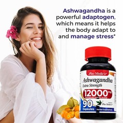 Ashwagandha Supplements Extra Strength Ashwagandha Capsules with 12000 mg, 90 ct