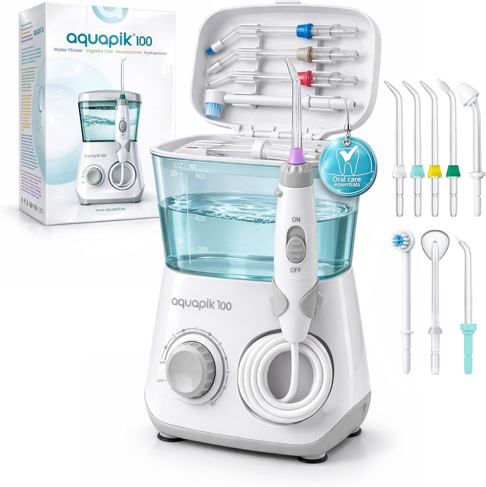 Bostontech Aquapik 100 Countertop Water Flosser for Teeth, 600 Ml Corded Oral Ir