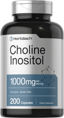 Choline Inositol 1000 mg | 200 Capsules | Non-GMO, Gluten Free | by Horbaach