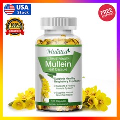 120 Mullein Leaf Capsules for Lung Cleansing&Detox Herbal Dietary Supplement