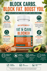 1 pk Fat and Carb Blocker Appetite Suppressant Burn Low Keto Weight Loss