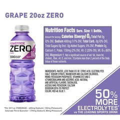 POWERADE Electrolyte Enhanced Zero Sugar Grape Sports Drink, 20 Ounce (Pack of 8