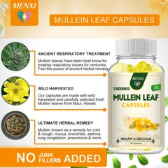 Mullein Leaf Capsules For Lung Cleansing & Detox Herbal 1500mg 60/120/240Caps
