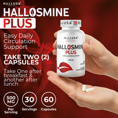 Hallosmine Plus Diosmin 500mg | Veins support supplements for veins health 60 Ct
