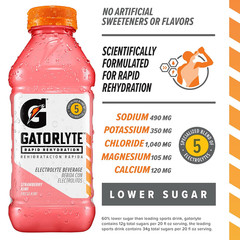 Gatorlyte Electrolyte Drink, Strawberry Kiwi, 20 Fl Oz, 12-Pack