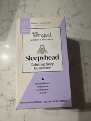 Winged Womens Wellness SLEEPYHEAD Calming Sleep 60 GUMMIES Melatonin 06/2026