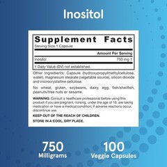 100 Capsules of 750 mg Myoinositol – Supports Liver Detox & Cellular Functions