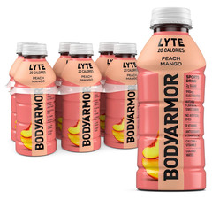 BODYARMOR LYTE Peach Mango Electrolyte Drink 20 Cal 16oz Bottles 6 Pack