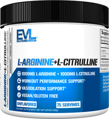 Evlution Nutrition L-Arginine + L-Citrulline – Blood Flow Support – 75 Servings