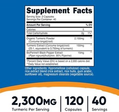 Nutricost Turmeric Curcumin with BioPerine and 95% Curcuminoids, 2300mg, 120 Cap