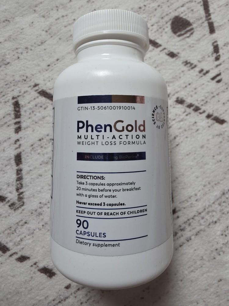 PhenGold Multi-Action Weight Loss Formula Supplement, 90 Capsules, Exp 12/2027
