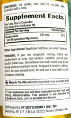 Nature’s Bounty Magnesium Glycinate 240 mg Muscle Relaxation 180 ct EXP 9/2026