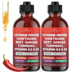 2 PACK Cayenne Pepper Extract Drops w/ Hawthorn Beet Root Turmeric 4 fl oz