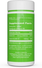 UpNourish Liposomal Vitamin D3 K2 2000 IU with K2 MK-7 100 mcg – 365 Vitamin