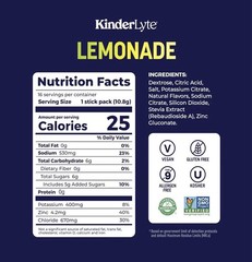 Kinderlyte Electrolyte Powder Drink Mix Packets Kids & Adults – See Description