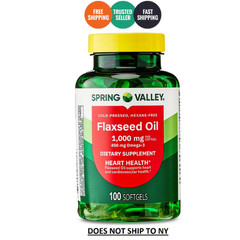 Spring Valley Flaxseed Oil 1000 mg Softgels 100 Ct Dietary Supplement