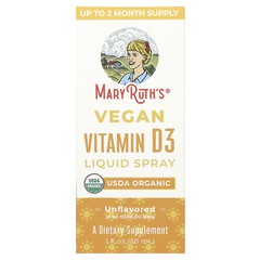 Vegan Vitamin D3 Liquid Spray, Unflavored, 10 mcg, 1 fl oz (30 ml)