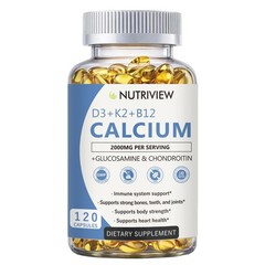 Calcium 2000mg with D3 & K2, High Absorption, Non-GMO Softgels, 120 Count