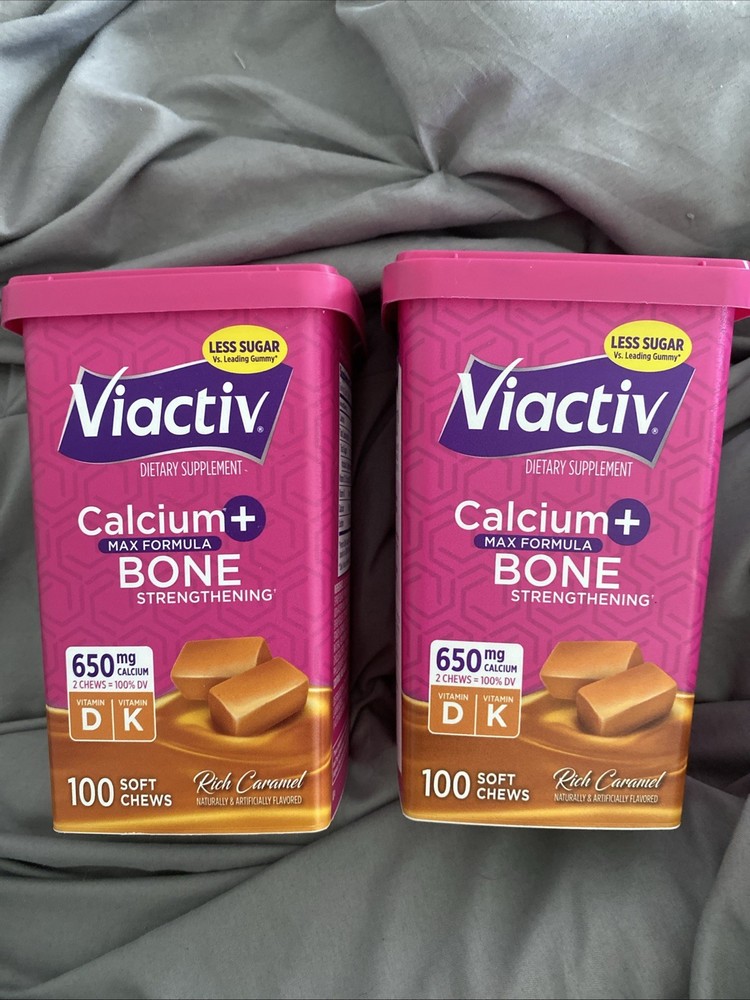 Viactiv Calcium Plus D Chews CARAMEL 100ct ( 2 pack ) — New Open Boxes