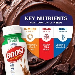 BOOST High Protein Fiber Nutritional Drink Rich Chocolate 8 fl oz 24 Pack NEW