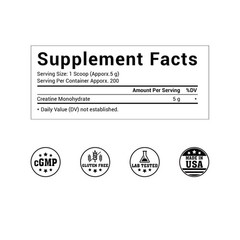 Bulk Creatine Powder Monohydrate Micronized Unflavored 1kg 2.27kg Gym Supplement