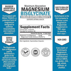 BioSchwartz Magnesium Bisglycinate 100% Chelate No-Laxative Effect – Maximum Abs