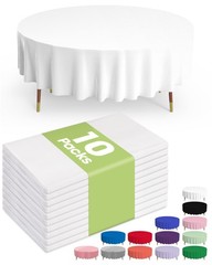 Pureegg Plastic Table Cloth Disposable 10 Pack, 84” Round Table Cloths, Part…