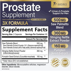 Prostate Health 1000mg 3X Formula w/ Saw Palmetto Capsules for Men