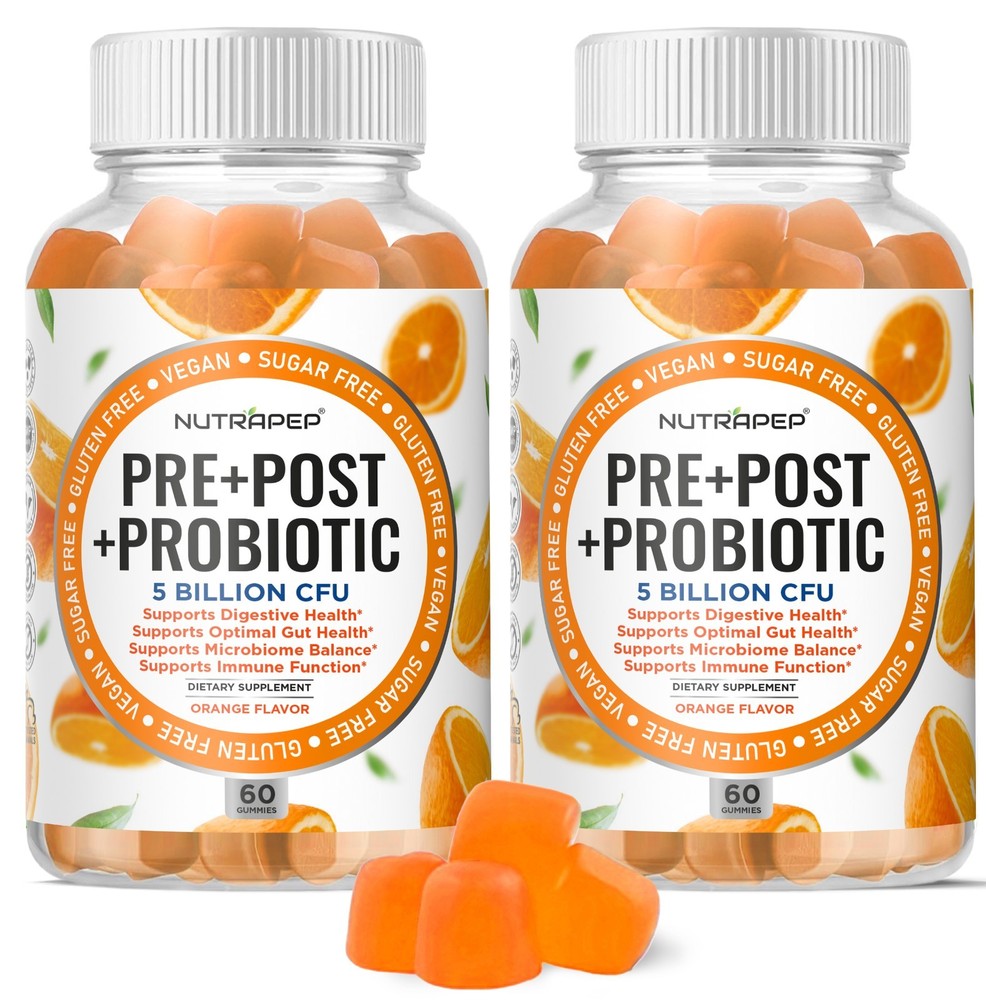 NutraPep Prebiotic Probiotic & Postbiotic Gummies for Women Men & Kids (2 Pack)