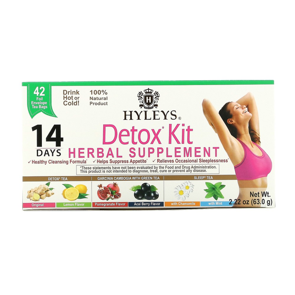 Detox Kit, 14 Day Cleanse, Assorted Flavors, 42 Foil Envelope Tea Bags, 2.22 oz