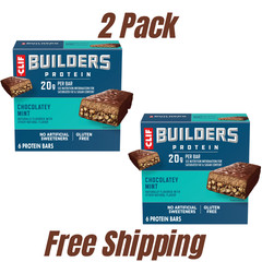 CLIF BUILDERS Protein Bars Chocolate Mint Gluten Free (2.4oz, 12 Ct)Free Ship